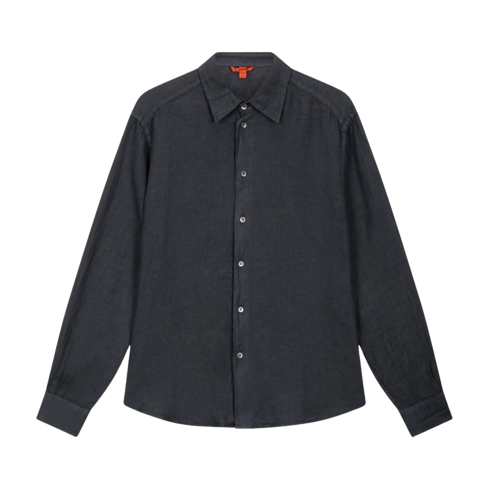 Barena Venezia Mannelijk Blauw Overhemden Heren, Xl, Linnen, Linnen Overhemd Met Comfortabele Pasvorm