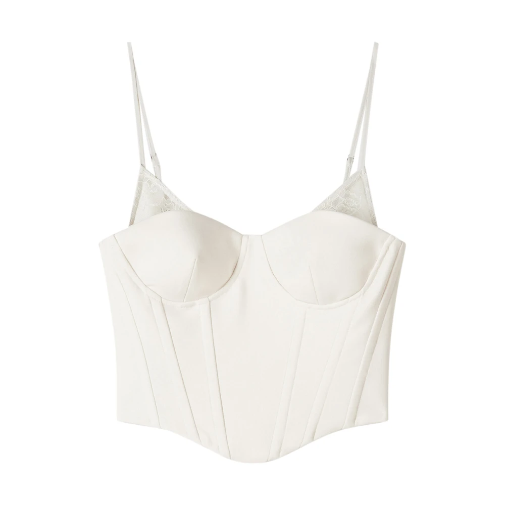 Patrizia Pepe Vrouw Beige Tops Dames, M, Leer, Corset Top