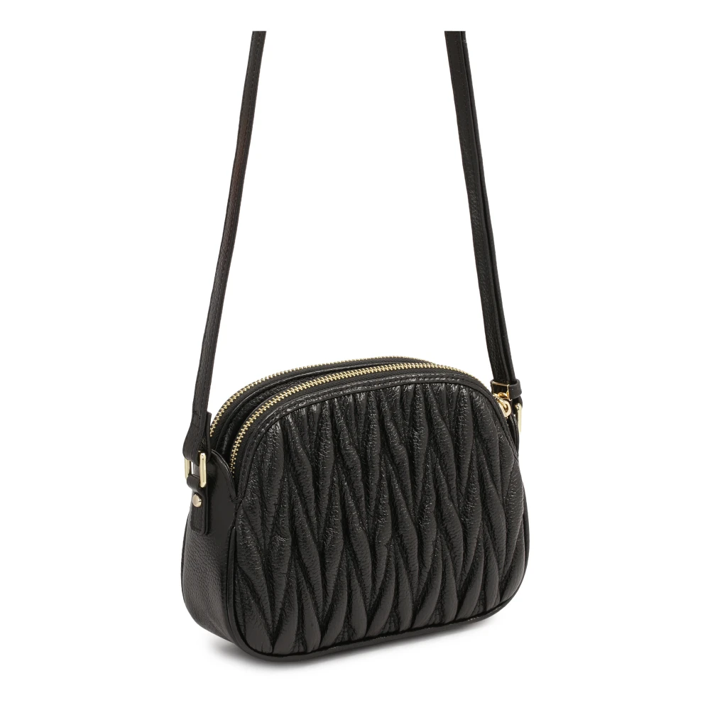 Kazar Kleine zwarte riem handtas met modieuze quilting Black Dames