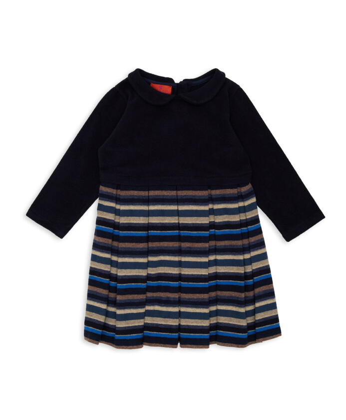 vestido-de-polar-azul-liso-para-ninos-con-mangas-largas-y-rayas-multicolores-en-a