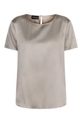 Satin T-shirt med knappknäppning bak