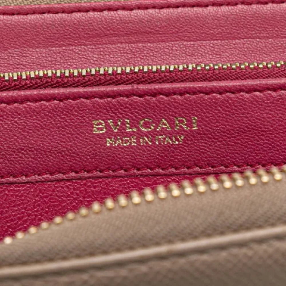 Bvlgari Vintage Pre-owned Leather wallets Beige Dames
