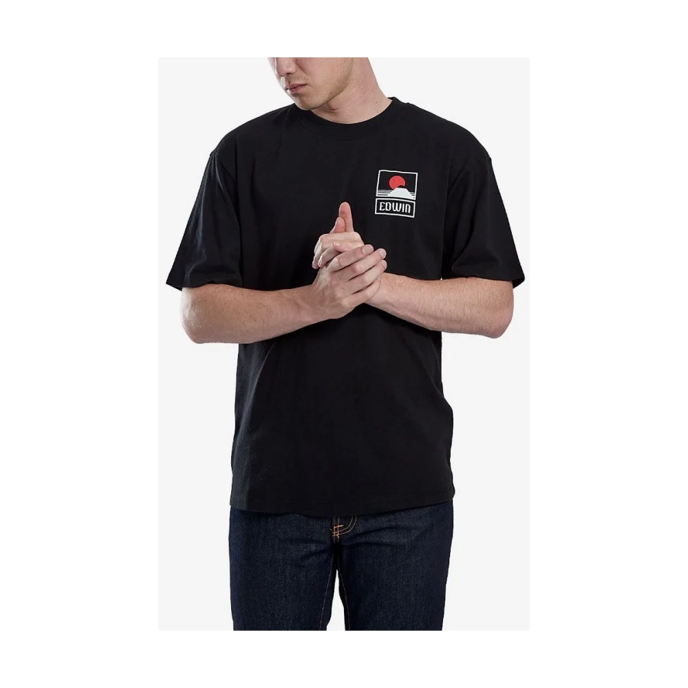 Edwin Sunset On Mt Fuji Grafisch T-shirt Black Heren