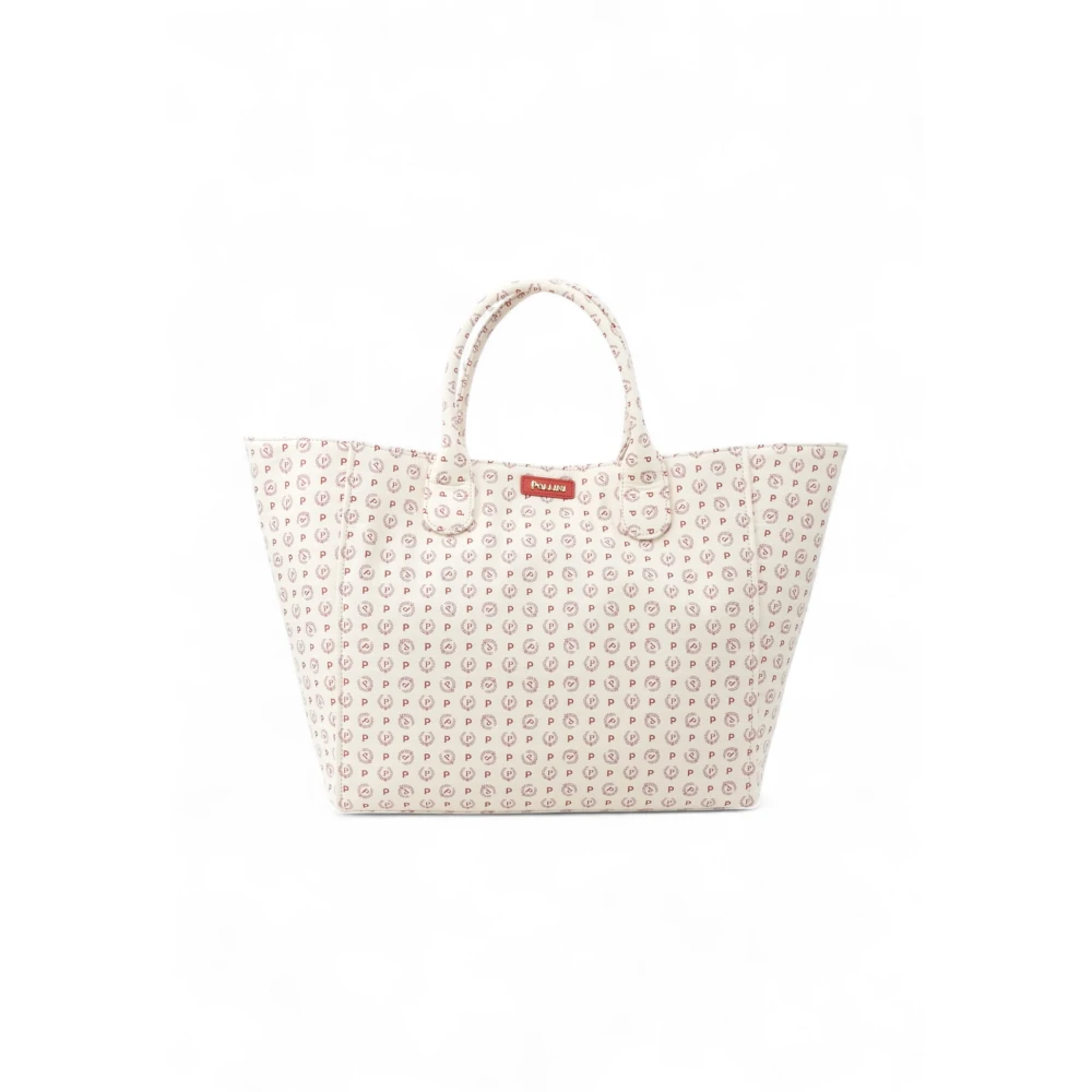 Pollini Donna Beige - Heritage Jacquard Big Tote Bag - Bags - One Size