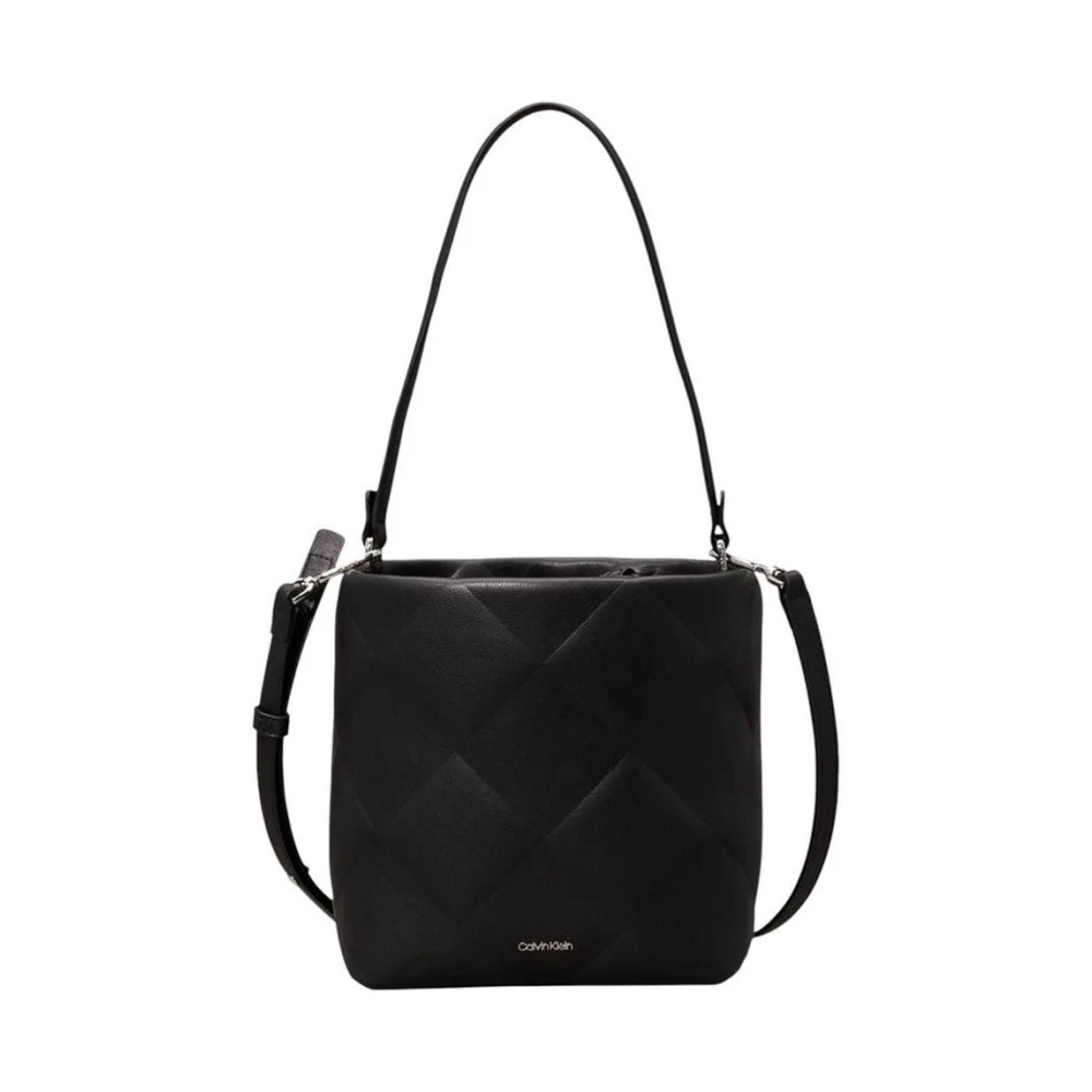 Calvin Klein Gewatteerde Bucket Handtas met Materialen Black Dames