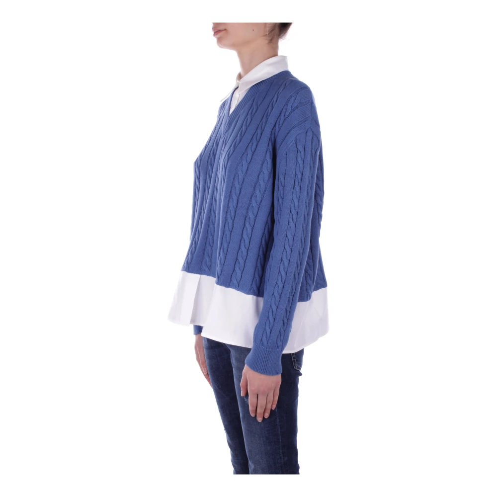 Semicouture V-neck Knitwear Blue Dames