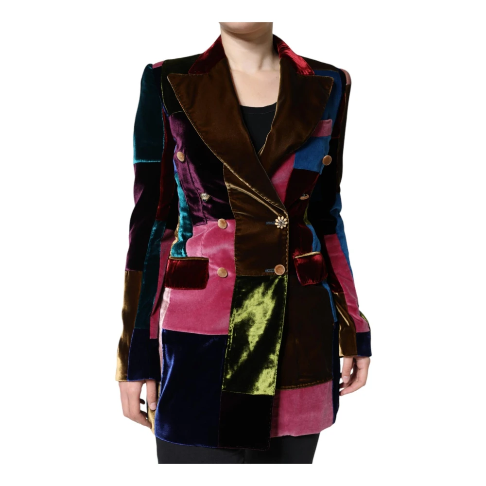 Dolce & Gabbana Patchwork Blazer Jas met Zijden Voering Multicolor Dames