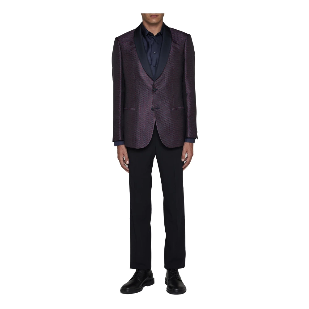 Giorgio Armani Blauwe Smoking Broek Blue Heren