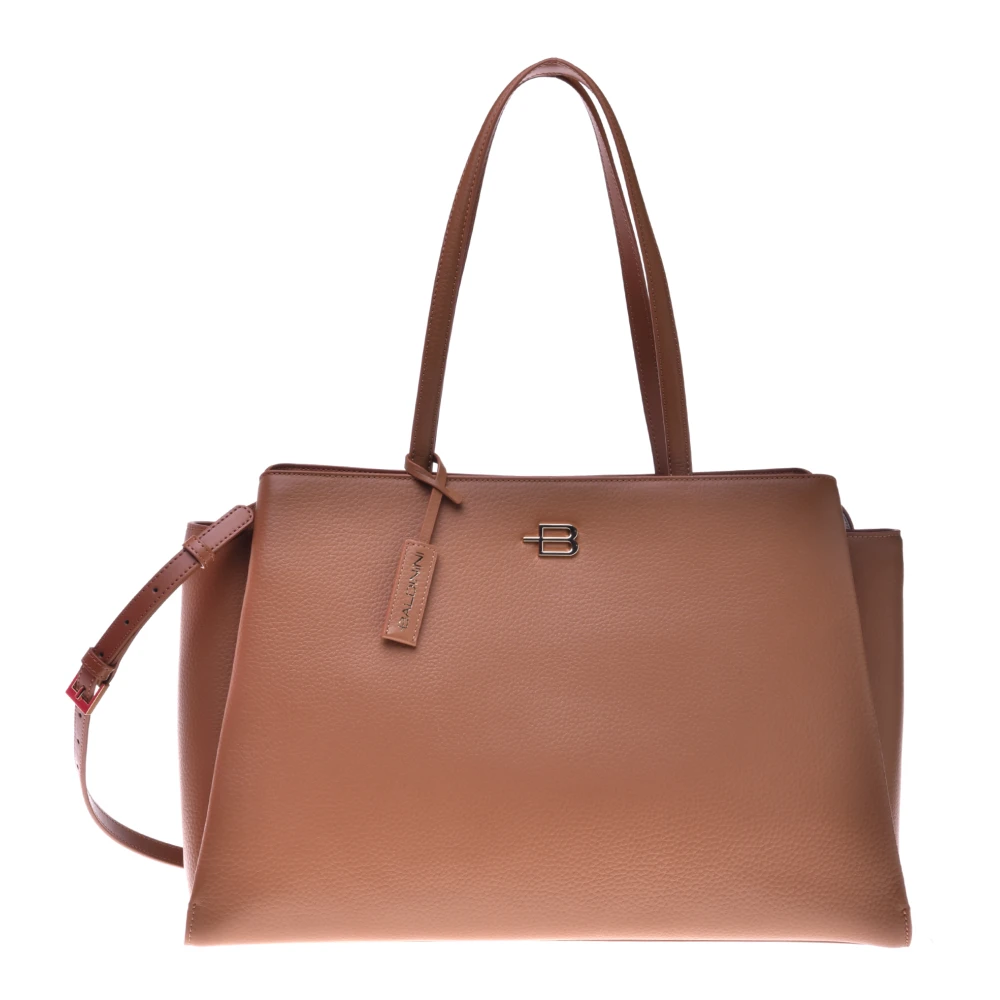 Baldinini Tote bag in tumbled leather Brown Dames