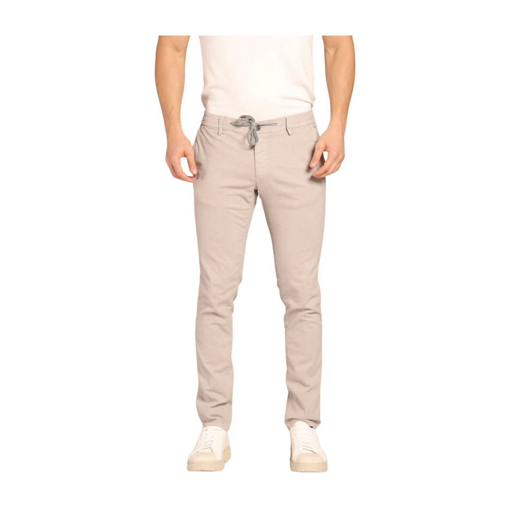 Mason's Slim Fit Chino Jogger Broek Microfantasia Beige Heren