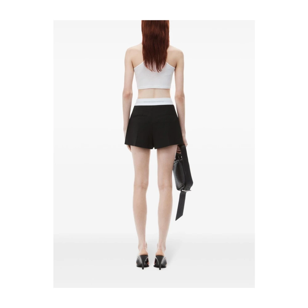alexander wang Zwarte wolmix high-rise shorts Black Dames