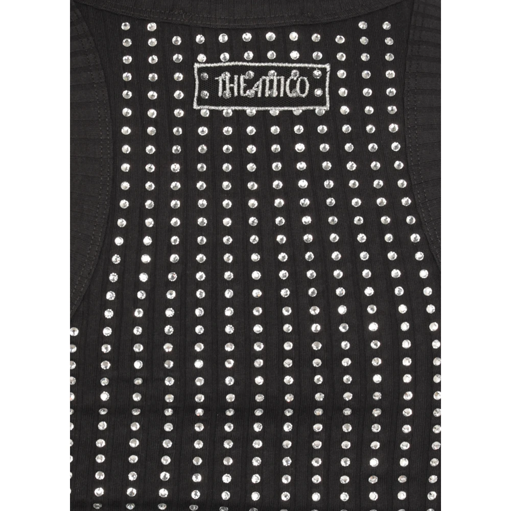The Attico Zwarte Pailletten Katoenen Top Black Dames