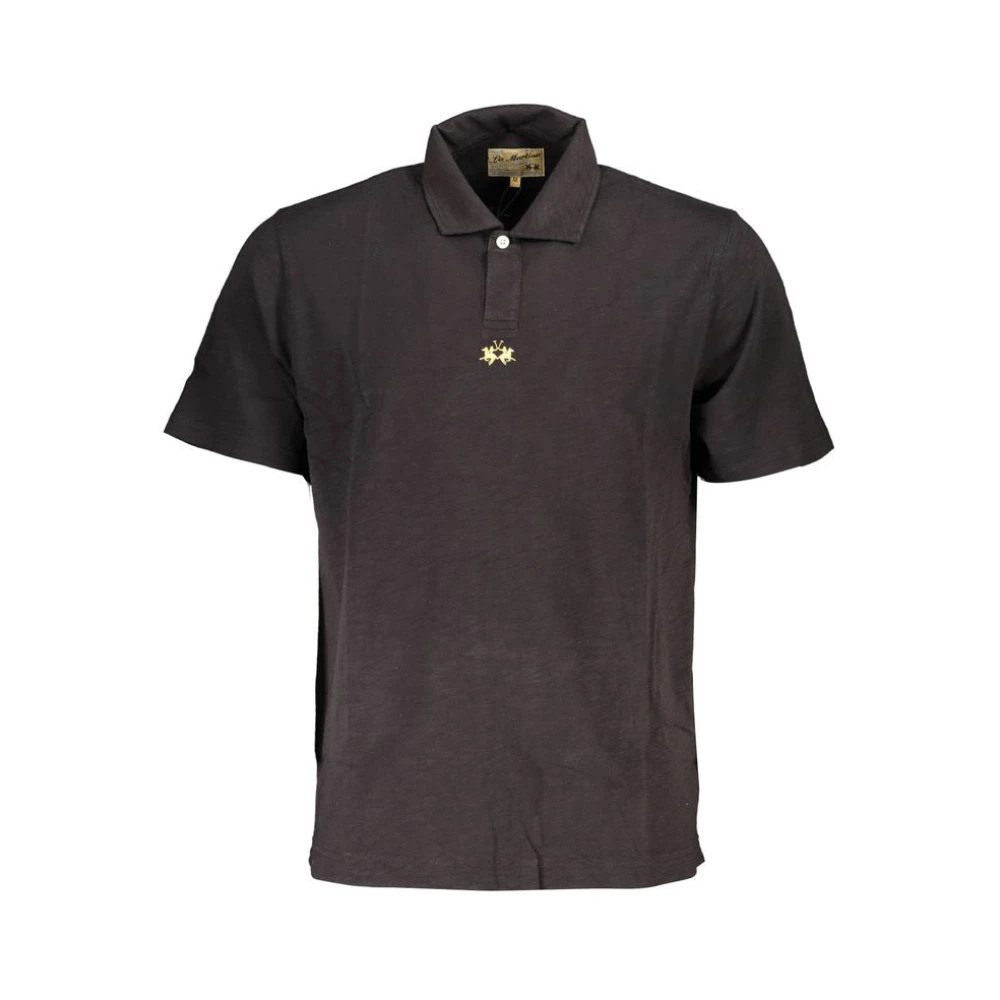 La Martina Men's Black Polo Shirts,, Elegant Polo Shirt Extra Large