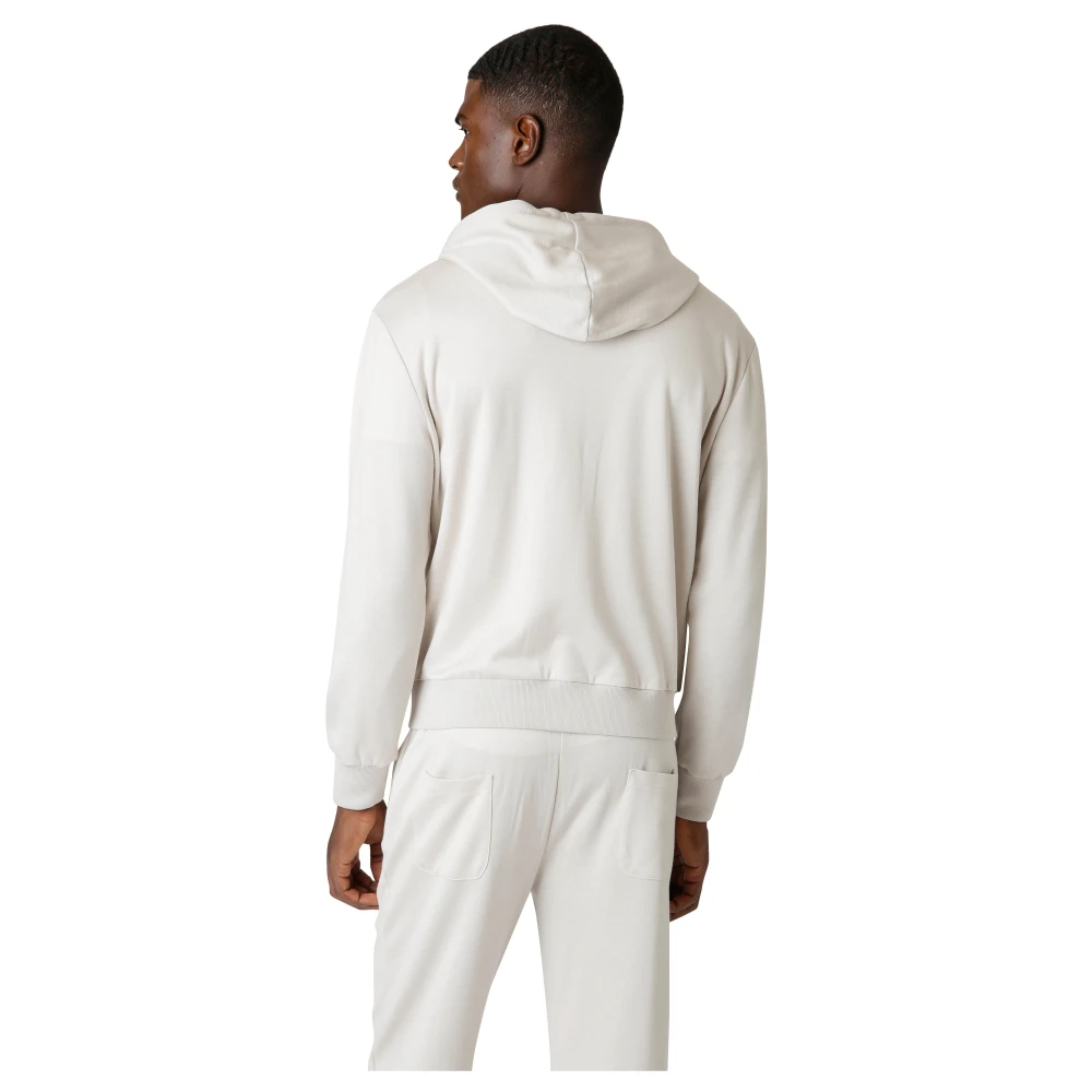 Eleventy Zijde Katoen Rits Hoodie Beige Heren