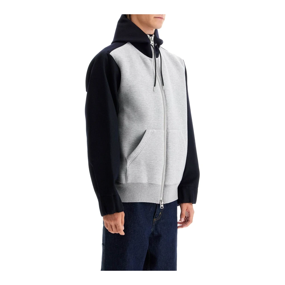 Sacai Kleur Blok Rits Hoodie Sweatshirt Gray Heren