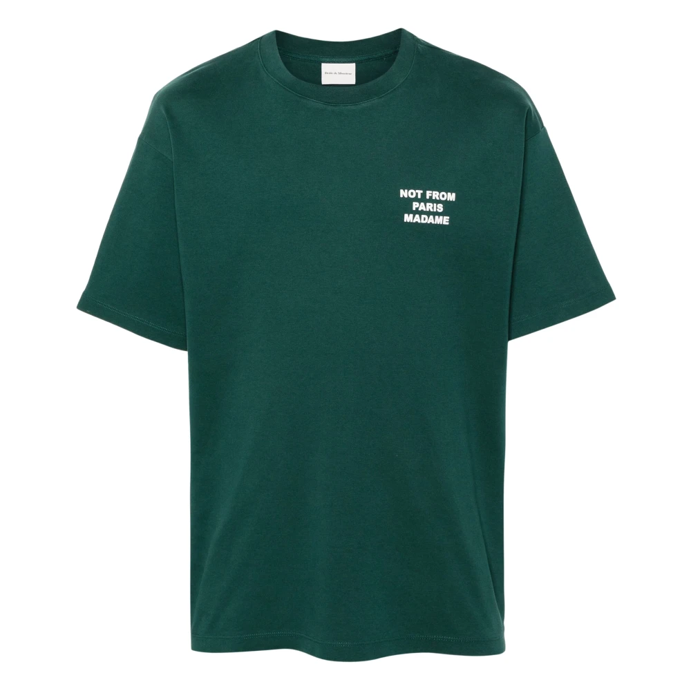 Drole de Monsieur Donkergroene Slogan T-shirt en Polo Green Heren