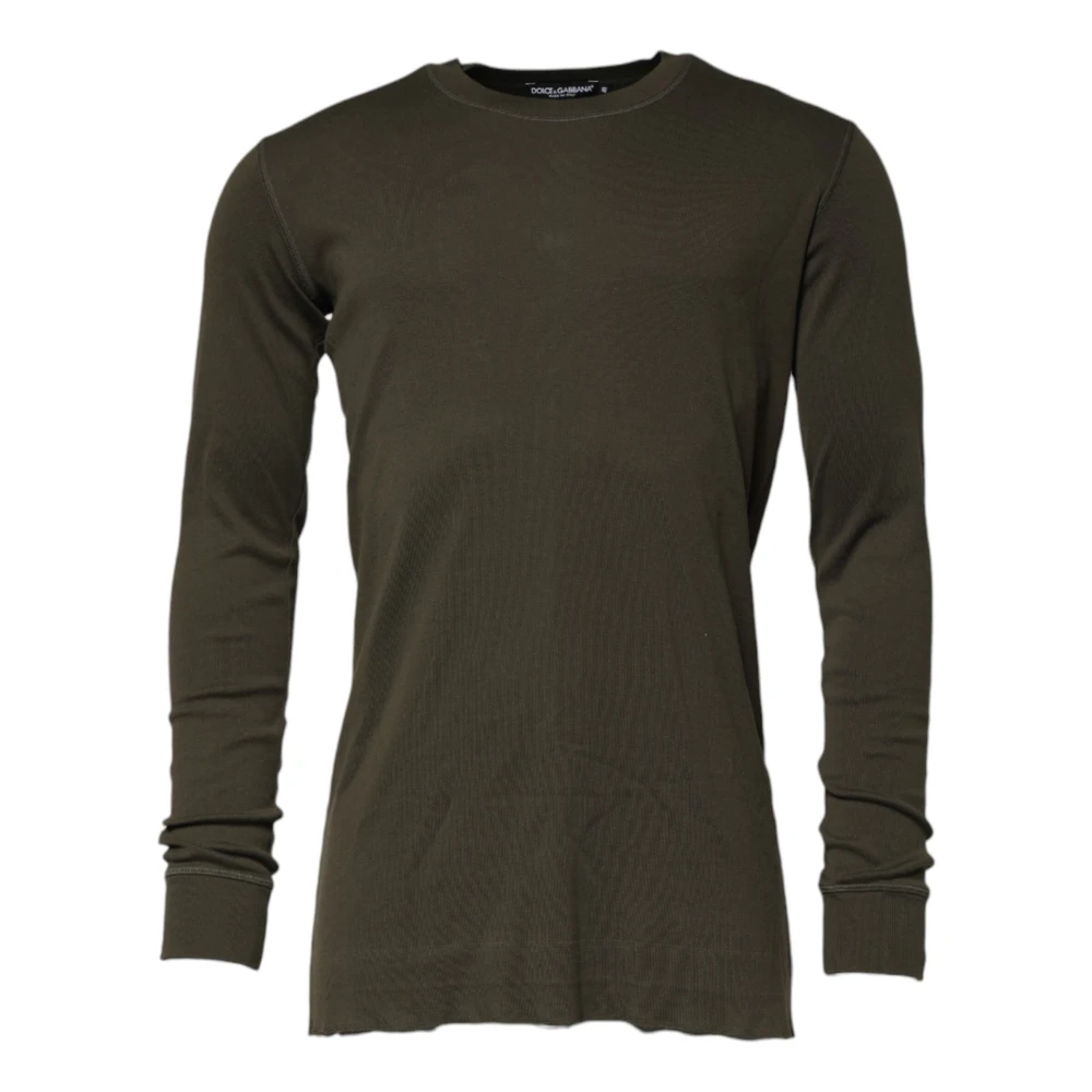 Dolce & Gabbana Long Sleeve Crew Neck Shirt - Male - Round-Neck Knitwear - Green - M - Knitwear - Image 3