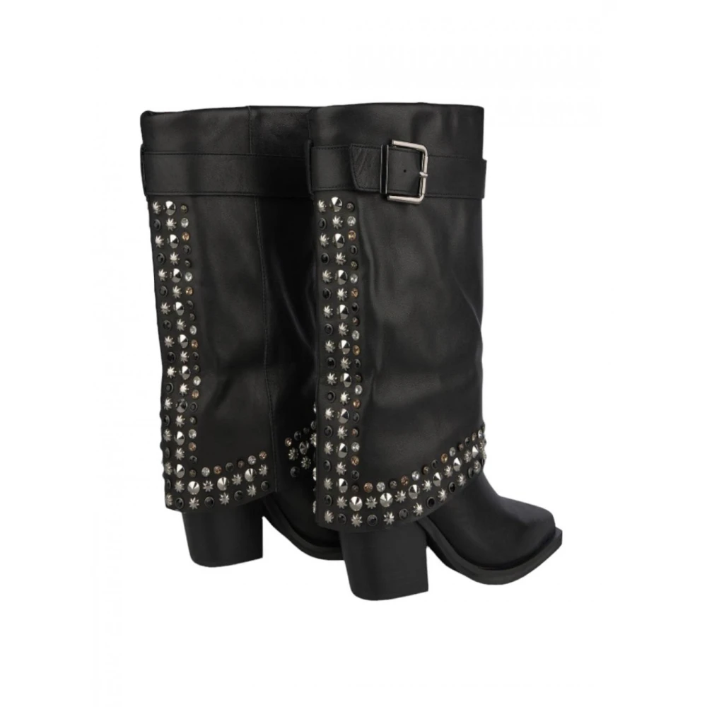 Alma en Pena Dames Leren Studs Laars Black Dames