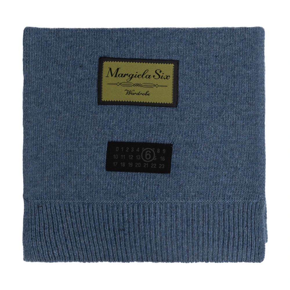 Mm6 Maison Margiela Unisex Blå Accessoarer One Size, Scarf With Logo Patch