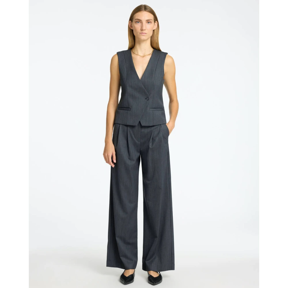 Selected Femme Slffenia HW Extra Wide Pant Gray Dames
