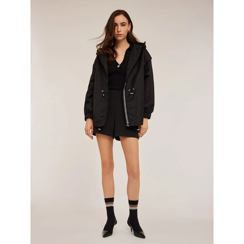 Motivi Nylon parka met trekkoord Black Dames