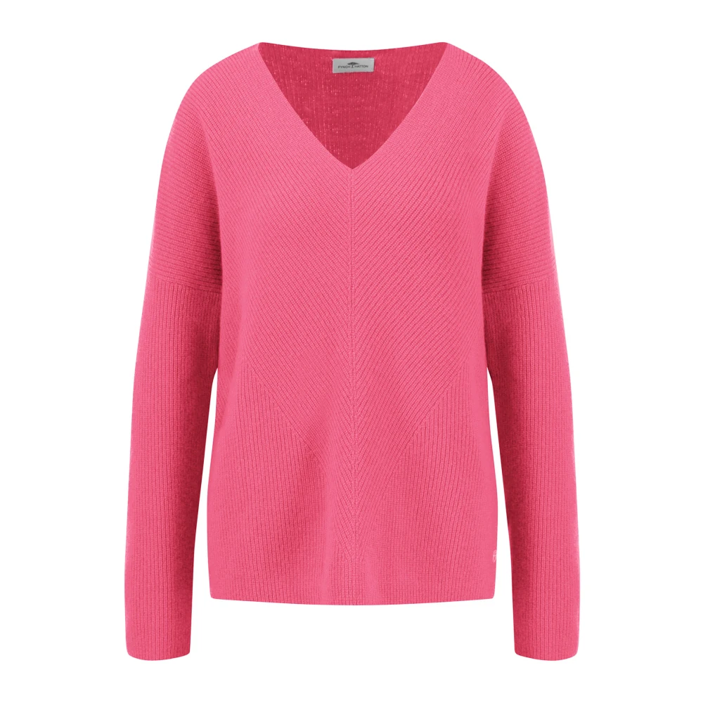 FYNCH-HATTON Kasjmier V-hals Ribtrui Pink Dames