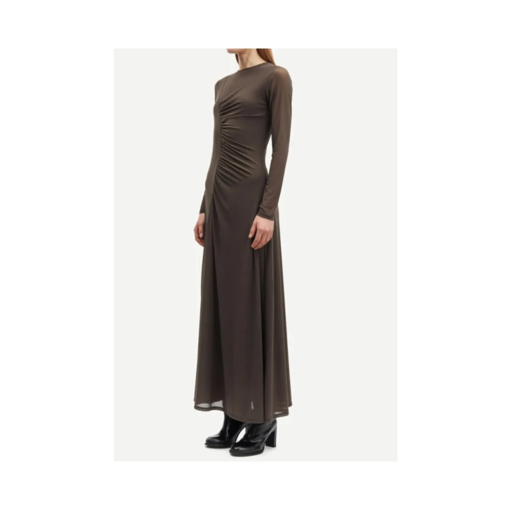 Samsøe Lange Gebreide Jurk met Geplooide Details Gray Dames