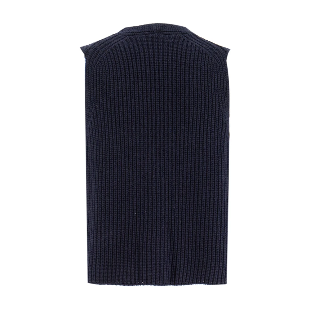 Le Tricot Perugia Gebreid Vest met Diepe Halslijn Blue Dames