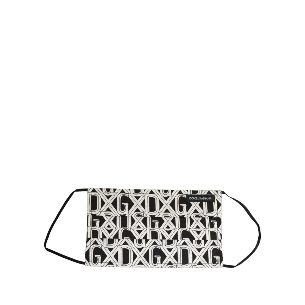 Dolce & Gabbana Black White DG Logo Monogram Elastic Ear Strap Face Mask - Image 3