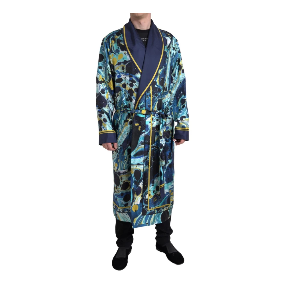 Dolce & Gabbana Zijden badjas Blue Heren