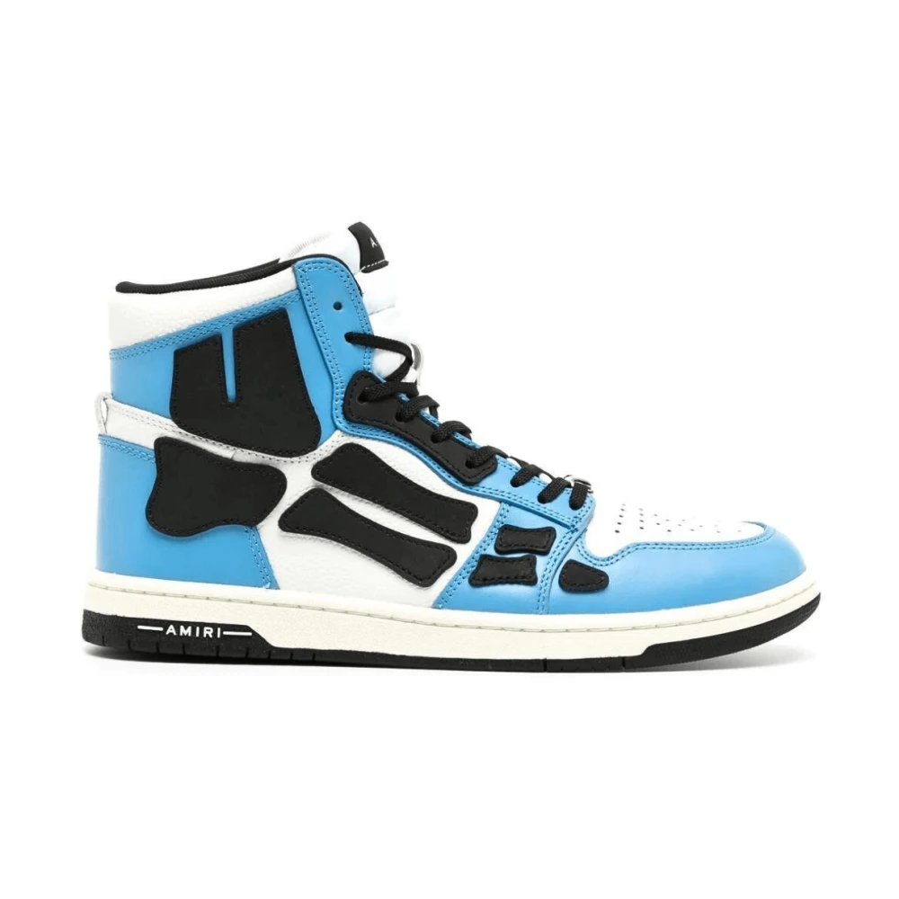 Amiri Blauwe Leren High-Top Sneakers met Botapplicaties Heren Schoenen Veelkleurig Multicolor
