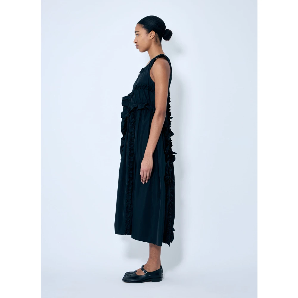 Cecilie Bahnsen Gerimpelde Maxi Jurk met Strikken Black Dames