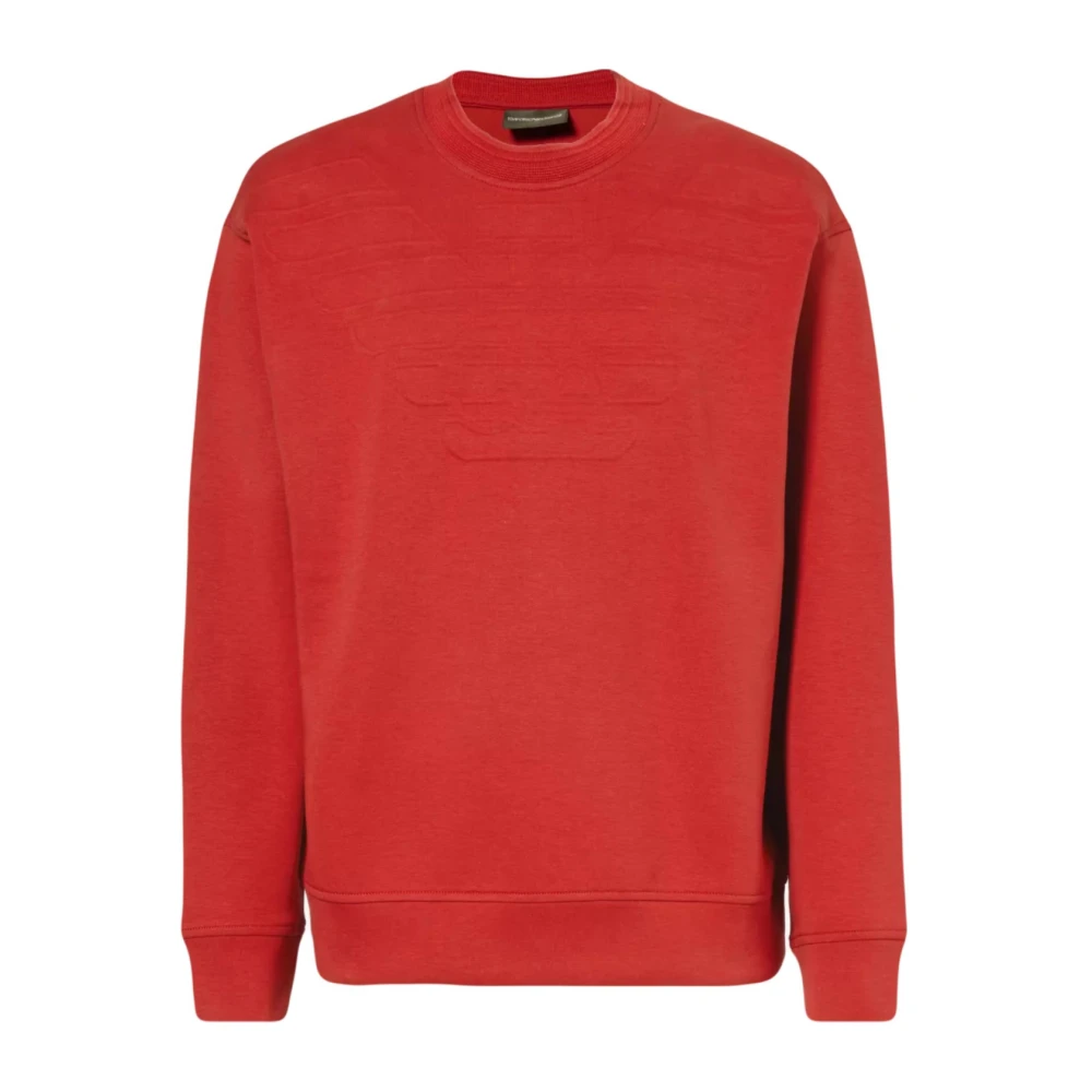 Emporio Armani Rode Katoenen Sweatshirt met Adelaar Logo Red Heren