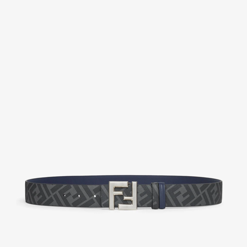Fendi Blauwe Omkeerbare Leren Riem met FF Vierkante Gesp Blue Heren