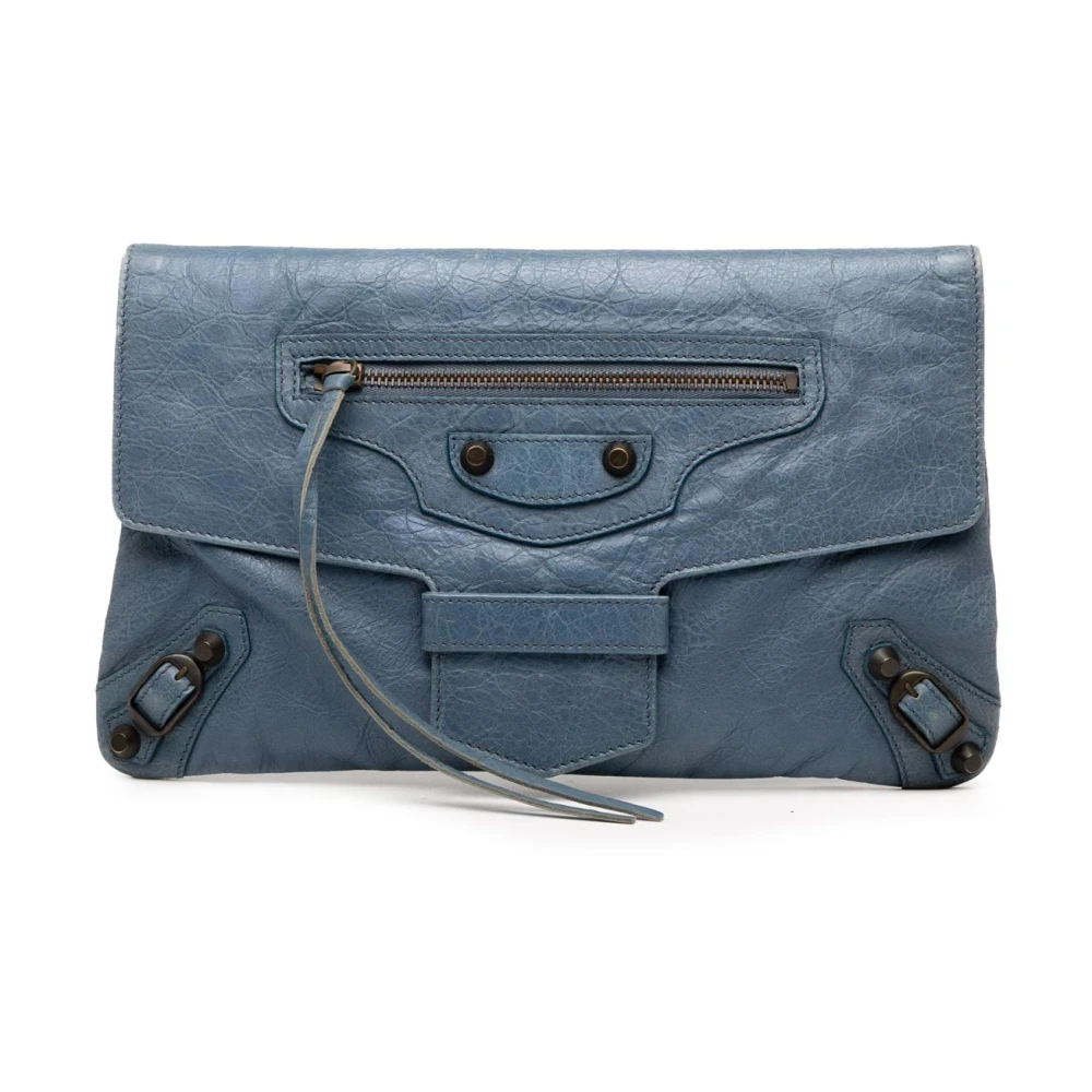 Balenciaga Vintage Women's Blue Pre-Owned Leather Clutch