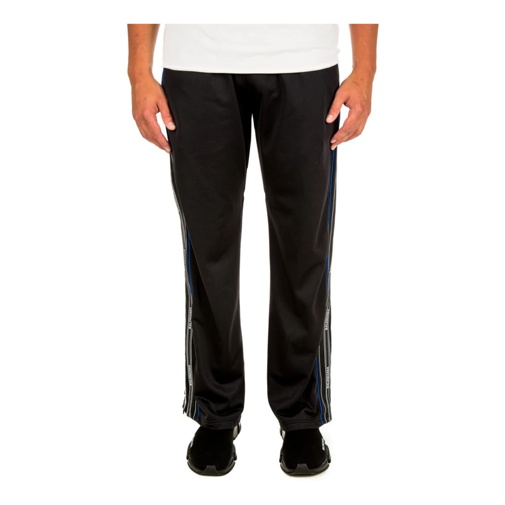Balenciaga Logo joggingbroek met zijstrepen Black Heren