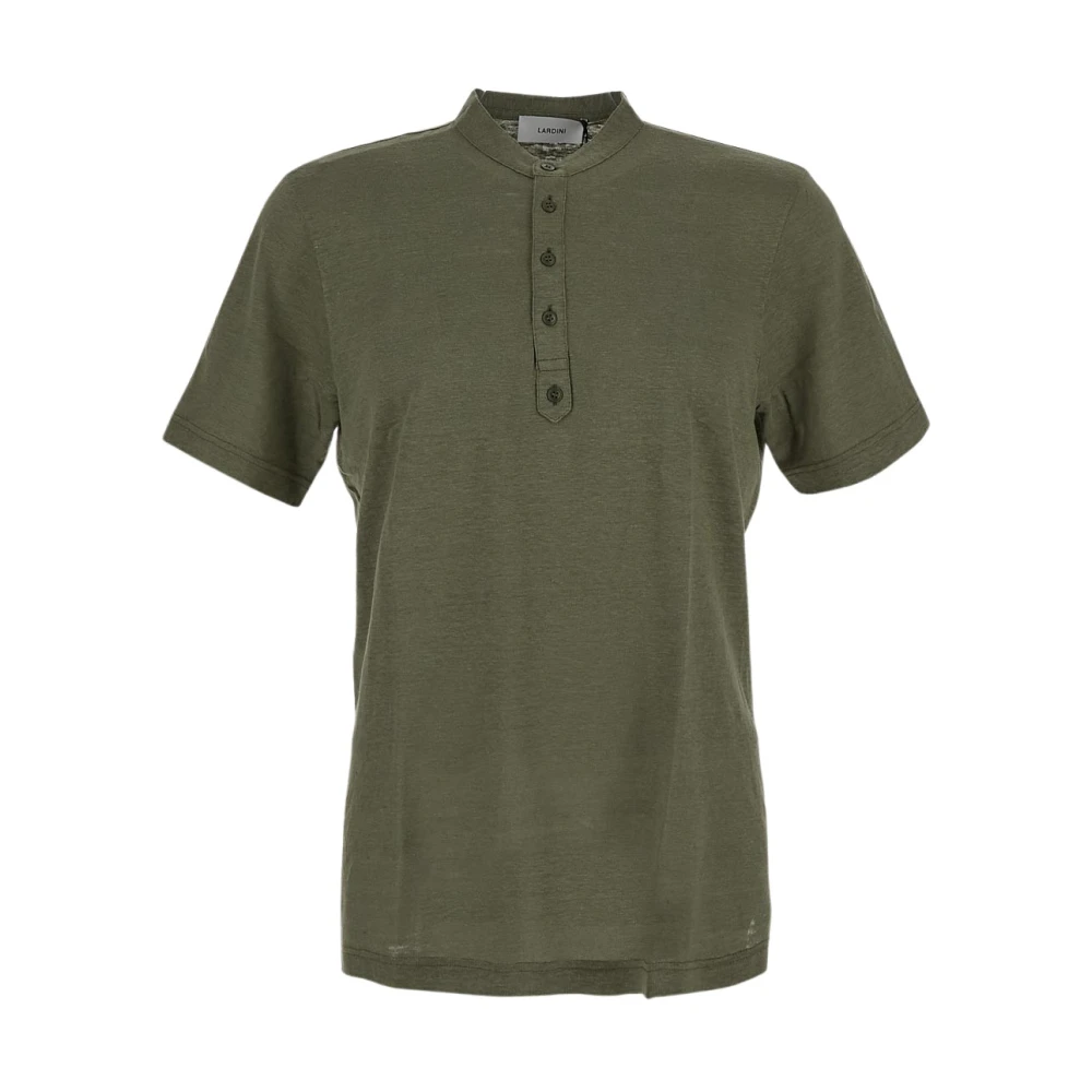 Lardini Linnen T-Shirt Green Heren