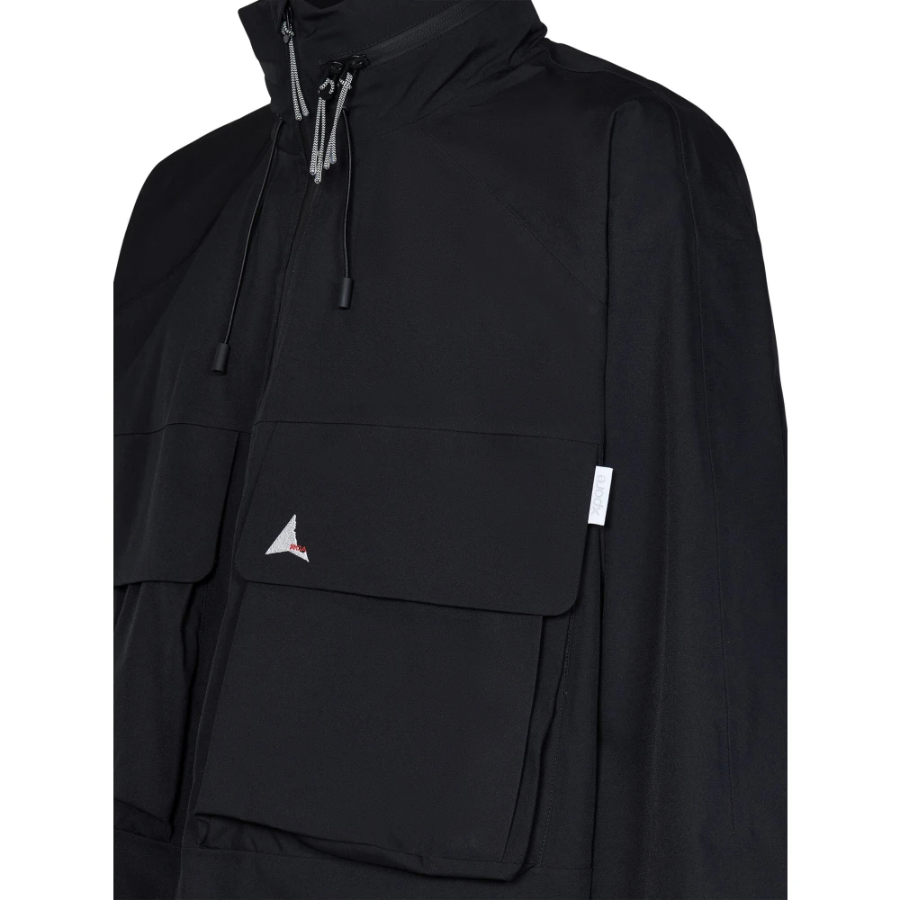 ROA Zwarte Waterdichte Opvouwbare Hood Jas Black Heren