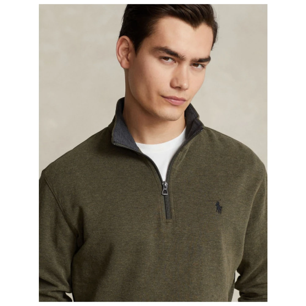 Polo Ralph Lauren Casual Chic Halve Rits Katoenmix Trui Green Heren