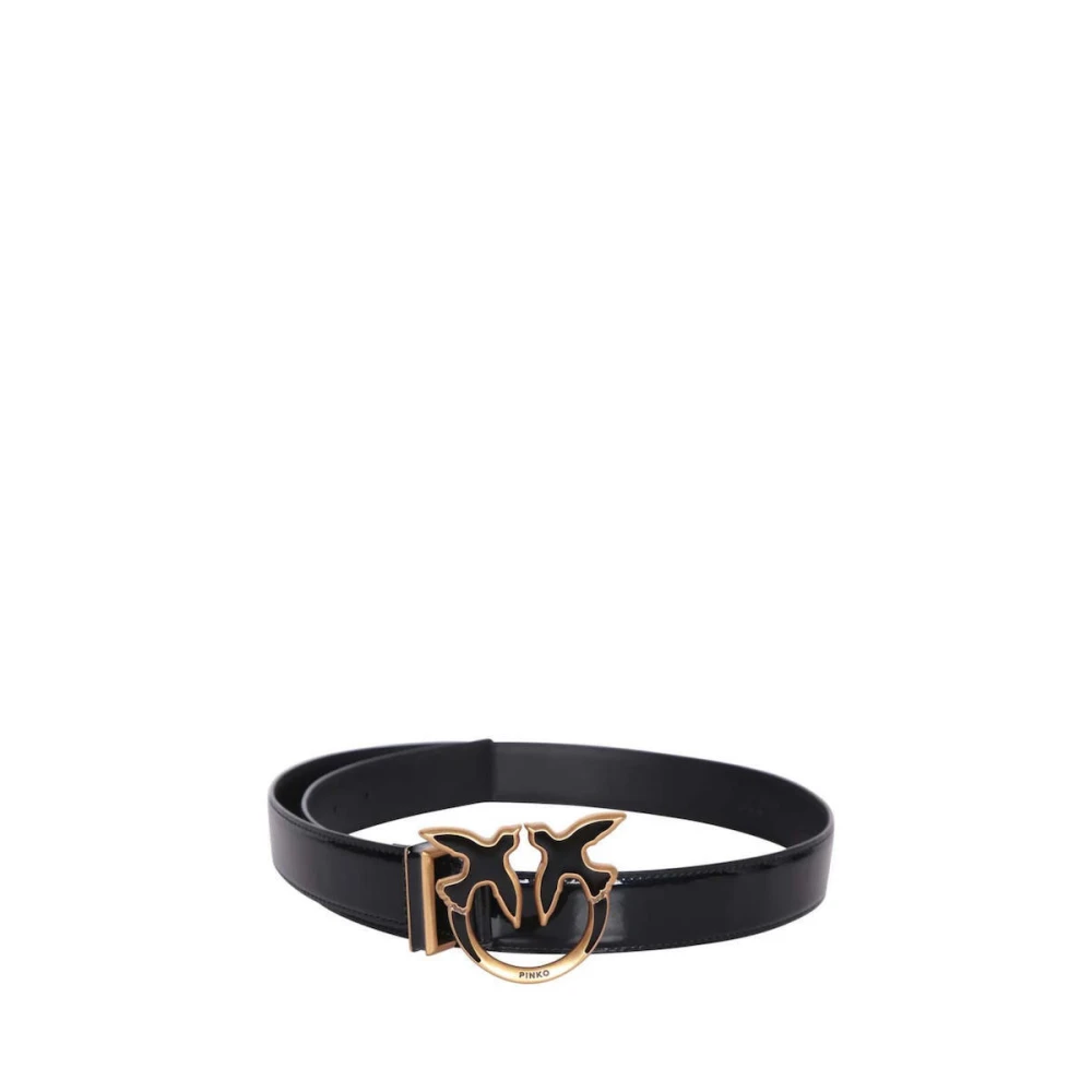 Pinko Zwart Love Birds Lakleren Riem Black Dames