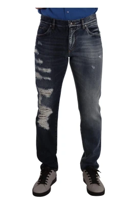 Blå Bomull Regular Denim Jeans