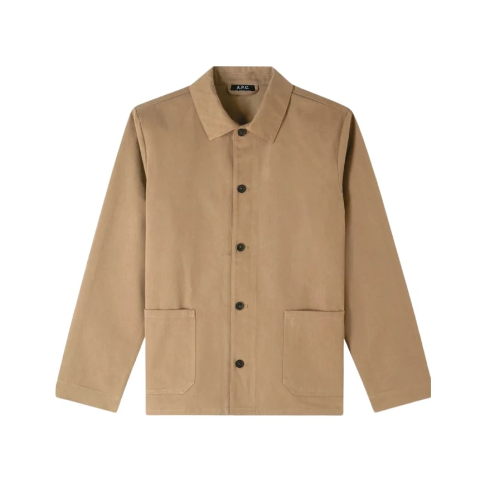 A.p.c. Overhemd met korte mouwen Zomerse stijl Beige Heren