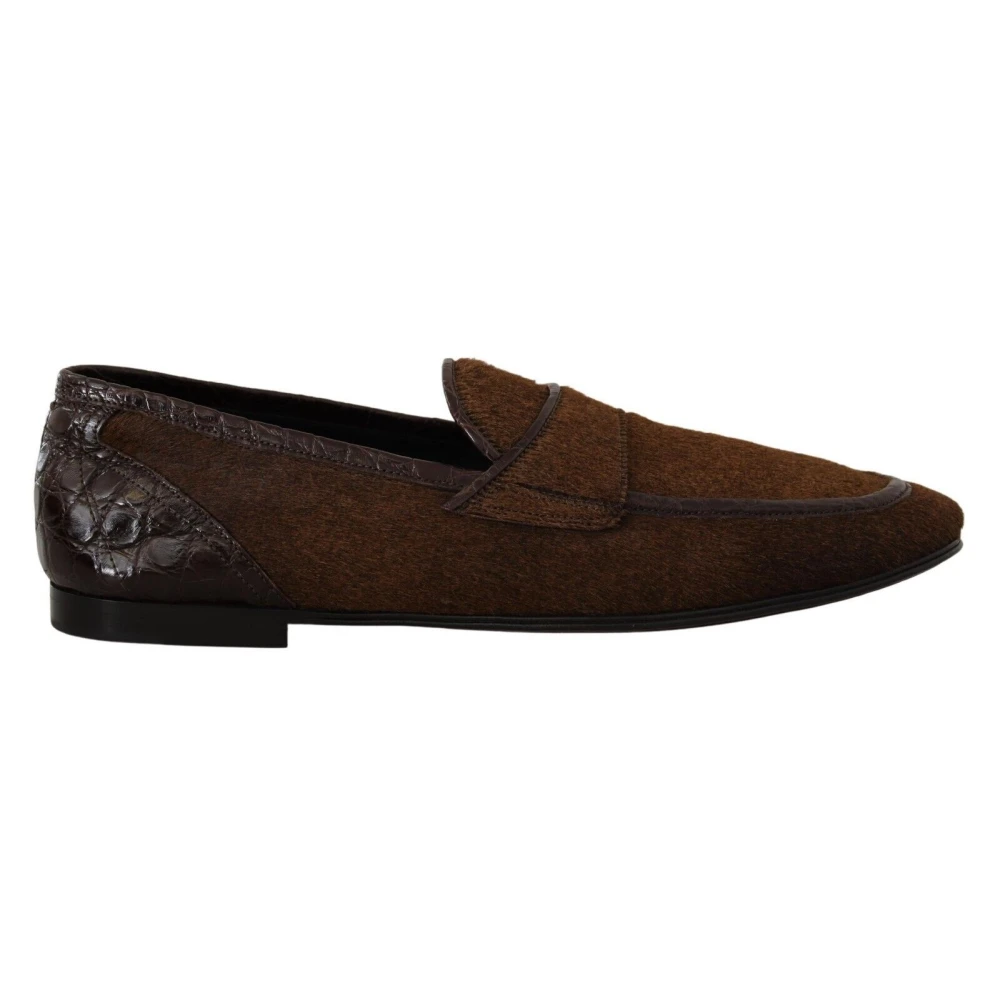 Dolce & Gabbana Men's Brown Loafers, 5 Uk, Exquisite Exotic Leather Loafers