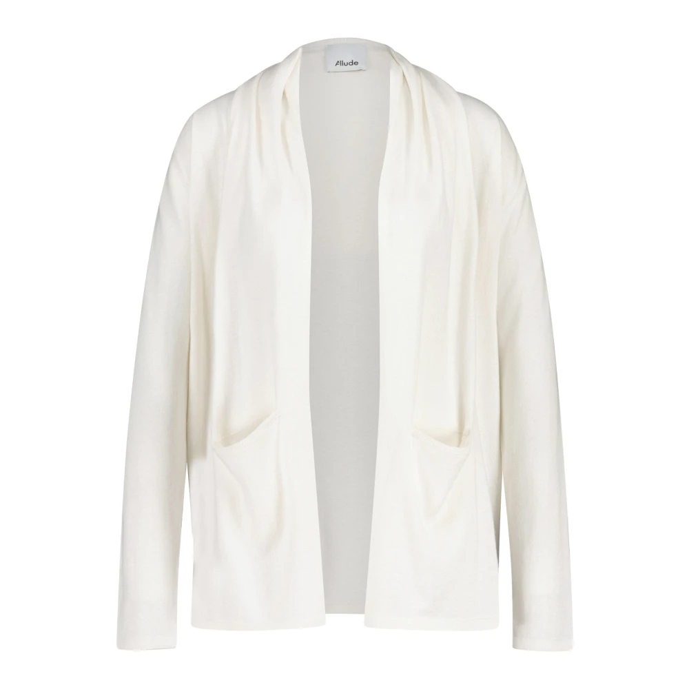 Allude Silkeblandning Öppen Stickad Kofta White, Dam