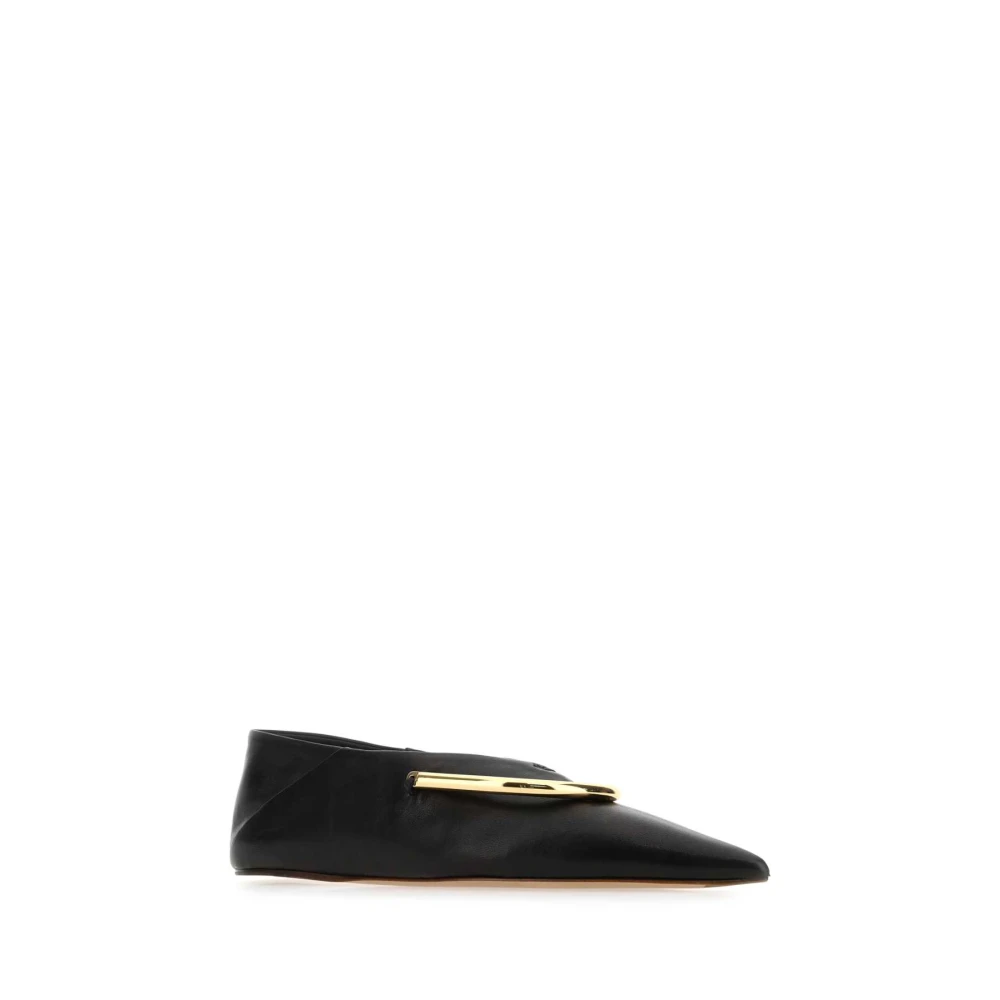 Jil Sander Zwarte Nappa Leren Ballerina`s Black Dames