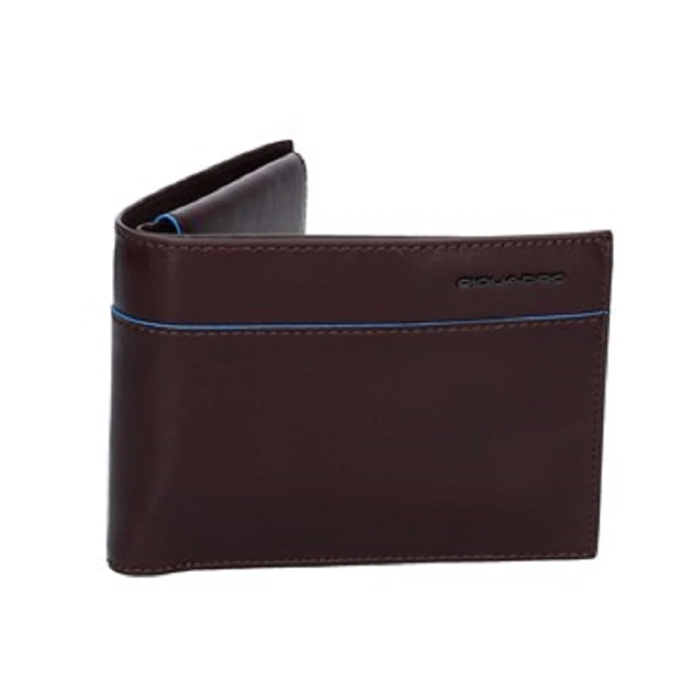 Piquadro Leren portemonnee met muntvak Brown Heren