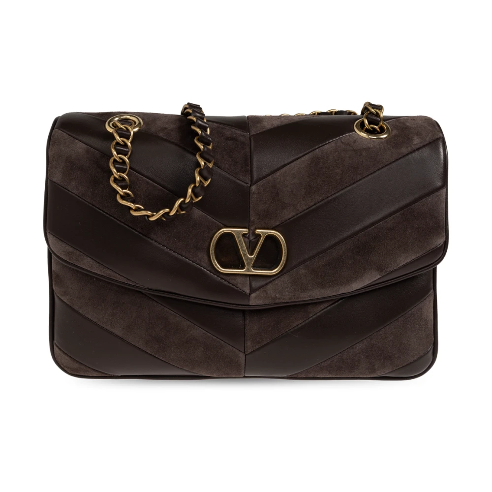 Valentino Garavani Leather Shoulder Bag - Female - Shoulder Bags - Brown - One Size - Bags