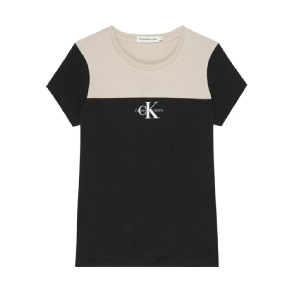Calvin Klein Women's Beige/Black And Monogram Tee