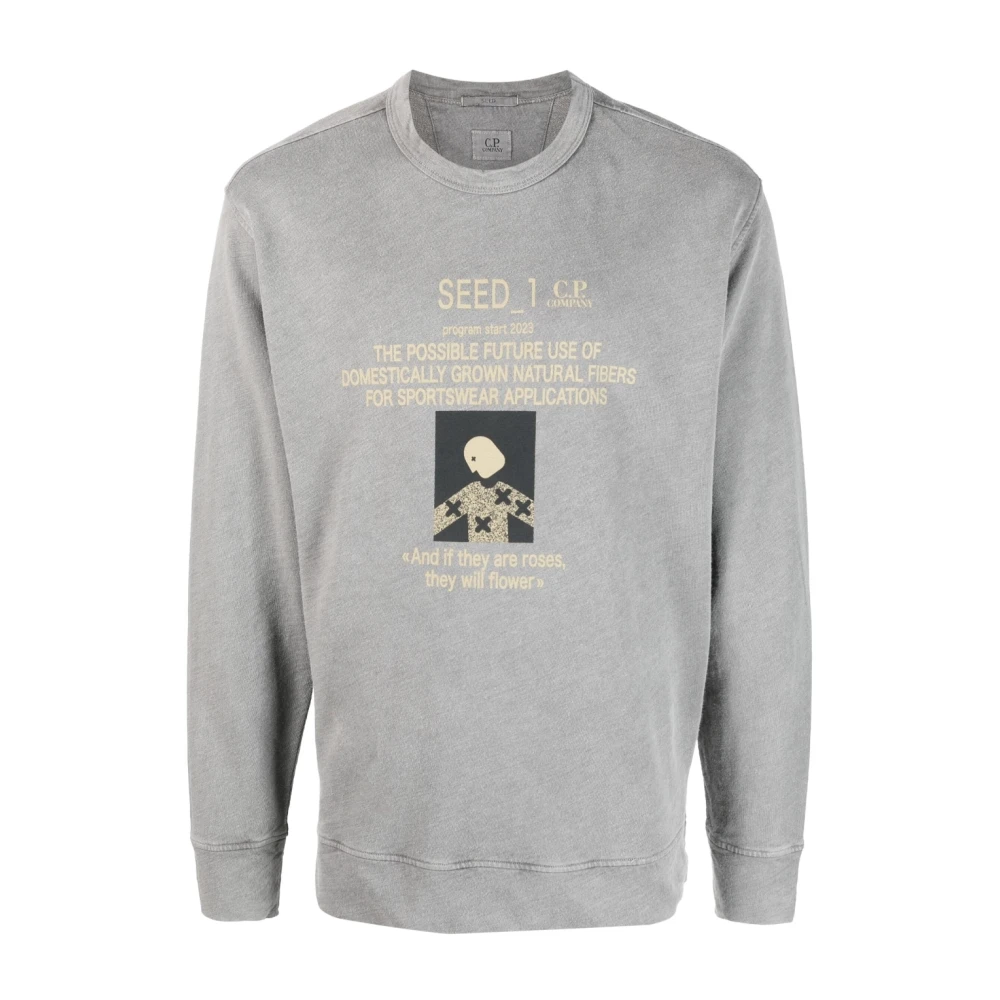 C.P. Company Grijze Crew Neck Sweatshirt met Seed_1 Grafische Print Gray Heren