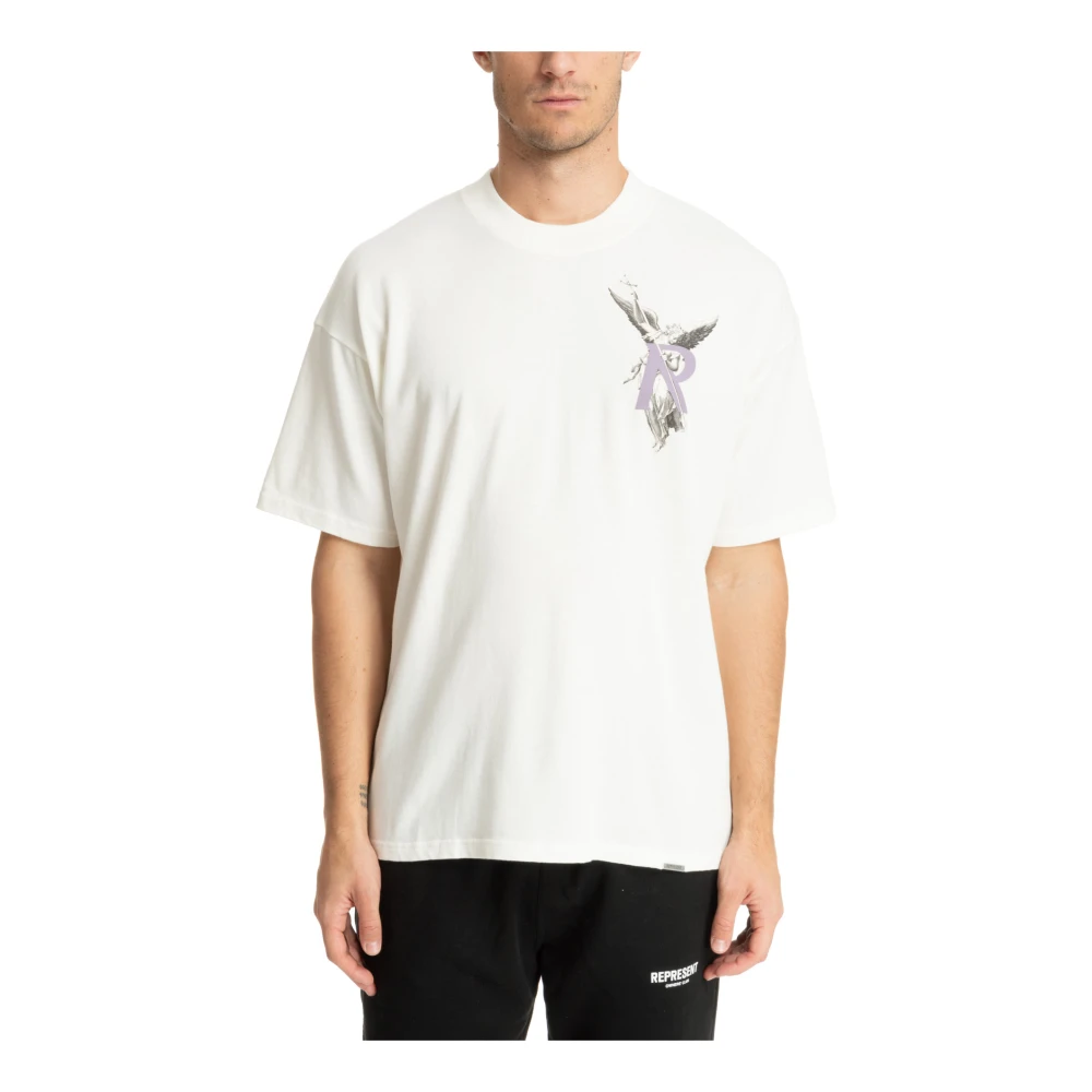 Represent Gestreept Archangel Logo T-shirt White Heren